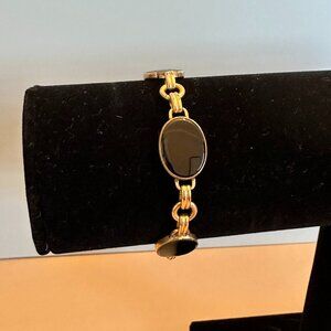 VINTAGE GOLD AND BLACK BRACELET 9K PLATED